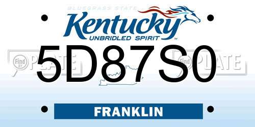 5D87S0 Kentucky License Plate