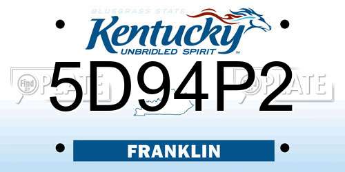 5D94P2 Kentucky License Plate