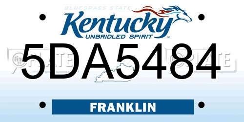 5DA5484 Kentucky License Plate
