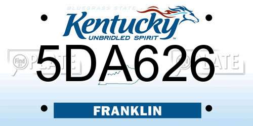 5DA626 Kentucky License Plate