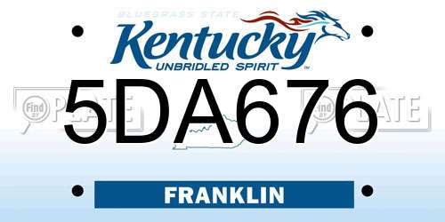 5DA676 Kentucky License Plate