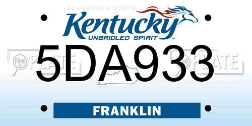 5DA933 Kentucky License Plate