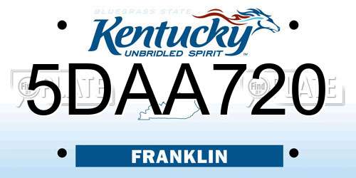 5DAA720 Kentucky License Plate