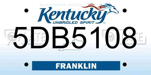 5DB5108 Kentucky License Plate