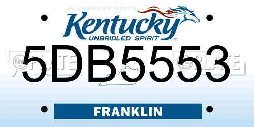 5DB5553 Kentucky License Plate