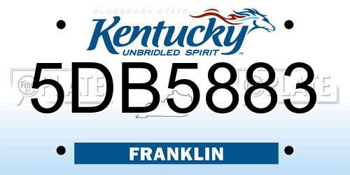 5DB5883 Kentucky License Plate