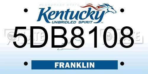 5DB8108 Kentucky License Plate