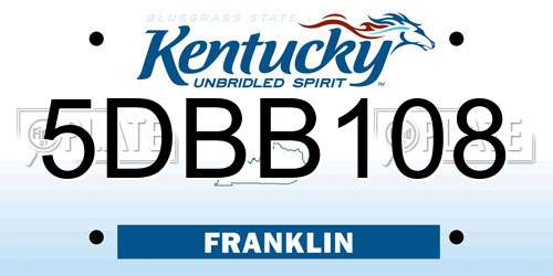5DBB108 Kentucky License Plate