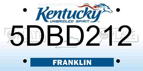 5DBD212 Kentucky License Plate