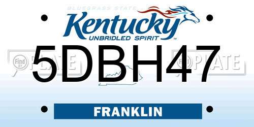 5DBH47 Kentucky License Plate