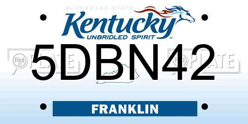 5DBN42 Kentucky License Plate