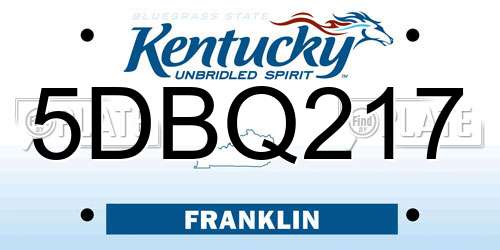 5DBQ217 Kentucky License Plate