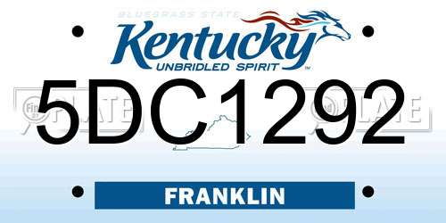 5DC1292 Kentucky License Plate