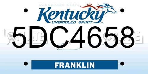 5DC4658 Kentucky License Plate