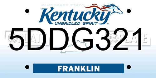 5DDG321 Kentucky License Plate