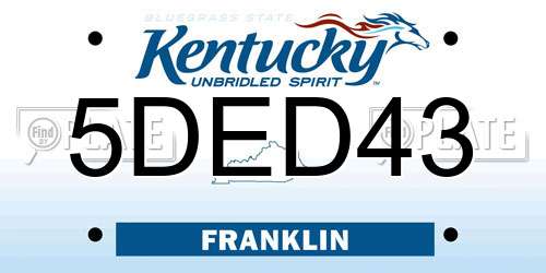5DED43 Kentucky License Plate