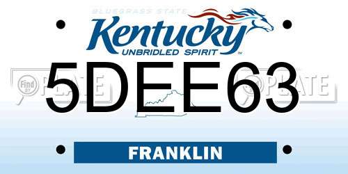 5DEE63 Kentucky License Plate