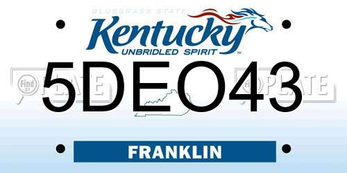 5DEO43 Kentucky License Plate