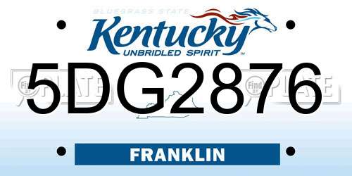 5DG2876 Kentucky License Plate