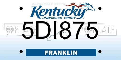 5DI875 Kentucky License Plate