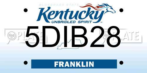 5DIB28 Kentucky License Plate