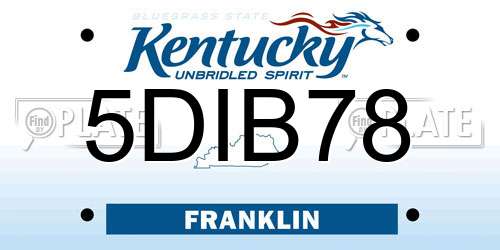 5DIB78 Kentucky License Plate