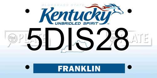 5DIS28 Kentucky License Plate