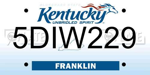 5DIW229 Kentucky License Plate