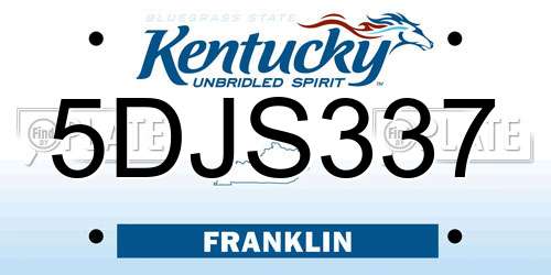5DJS337 Kentucky License Plate