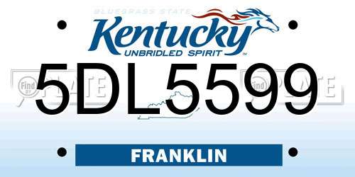 5DL5599 Kentucky License Plate