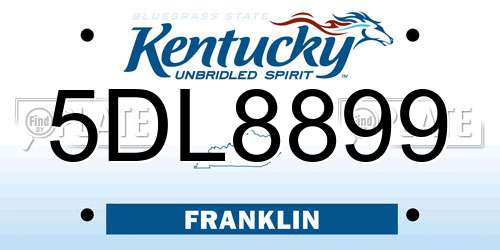 5DL8899 Kentucky License Plate