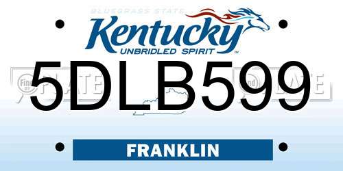 5DLB599 Kentucky License Plate