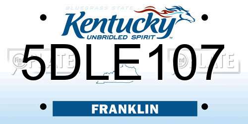 5DLE107 Kentucky License Plate