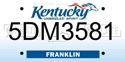 5DM3581 Kentucky License Plate