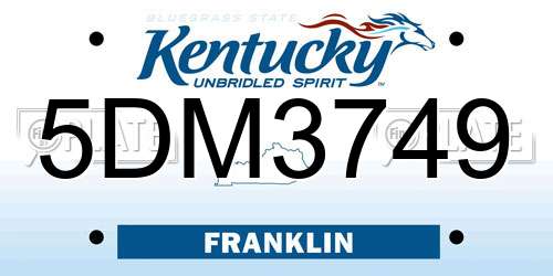5DM3749 Kentucky License Plate