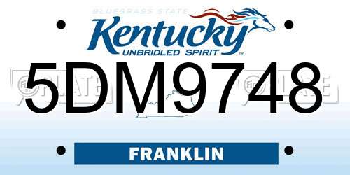 5DM9748 Kentucky License Plate