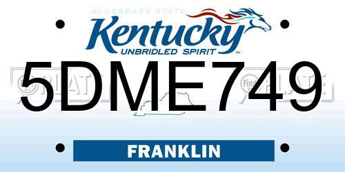 5DME749 Kentucky License Plate