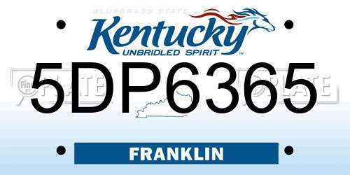 5DP6365 Kentucky License Plate