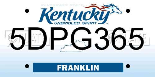 5DPG365 Kentucky License Plate