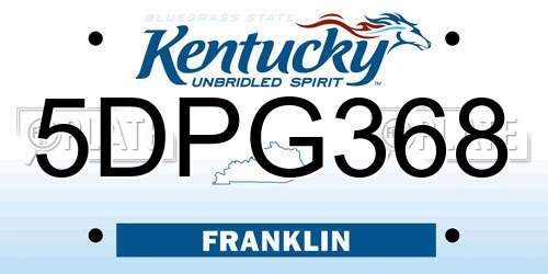 5DPG368 Kentucky License Plate
