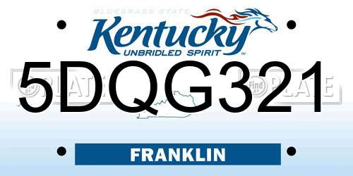 5DQG321 Kentucky License Plate