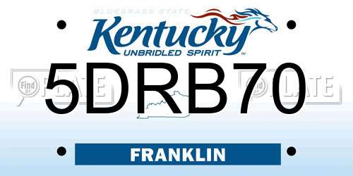 5DRB70 Kentucky License Plate