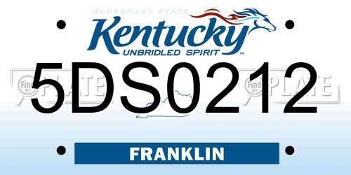 5DS0212 Kentucky License Plate