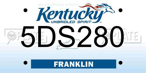 5DS280 Kentucky License Plate