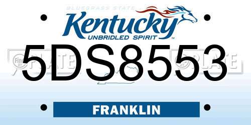 5DS8553 Kentucky License Plate