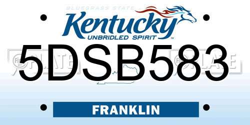 5DSB583 Kentucky License Plate