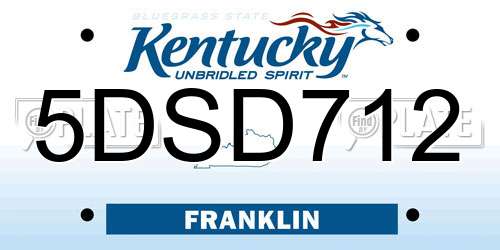 5DSD712 Kentucky License Plate