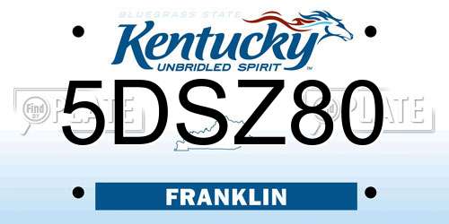 5DSZ80 Kentucky License Plate