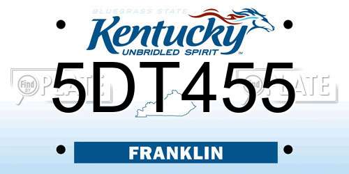 5DT455 Kentucky License Plate
