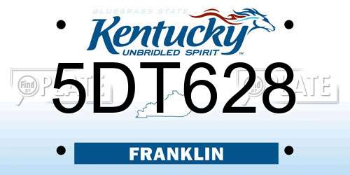 5DT628 Kentucky License Plate